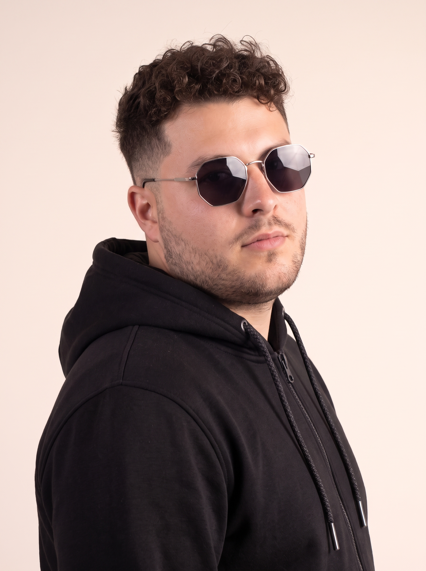 Black Ribbed Cuff Regular Fit Zip-Up Plus Size Hoodie