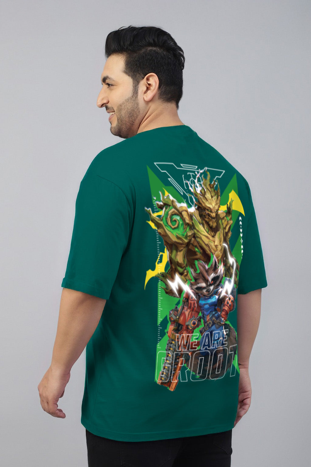 Groot Green Graphic Printed Plus Size T-shirt