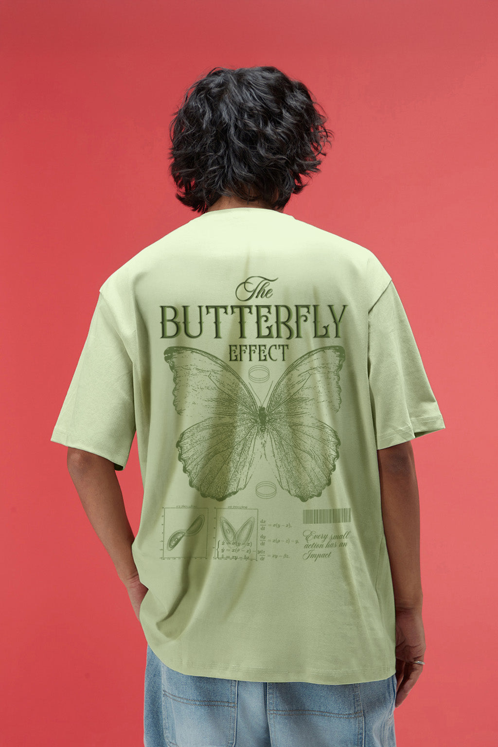 Butterfly Lime Green Oversized Puff Printed Exclusive T-shirt