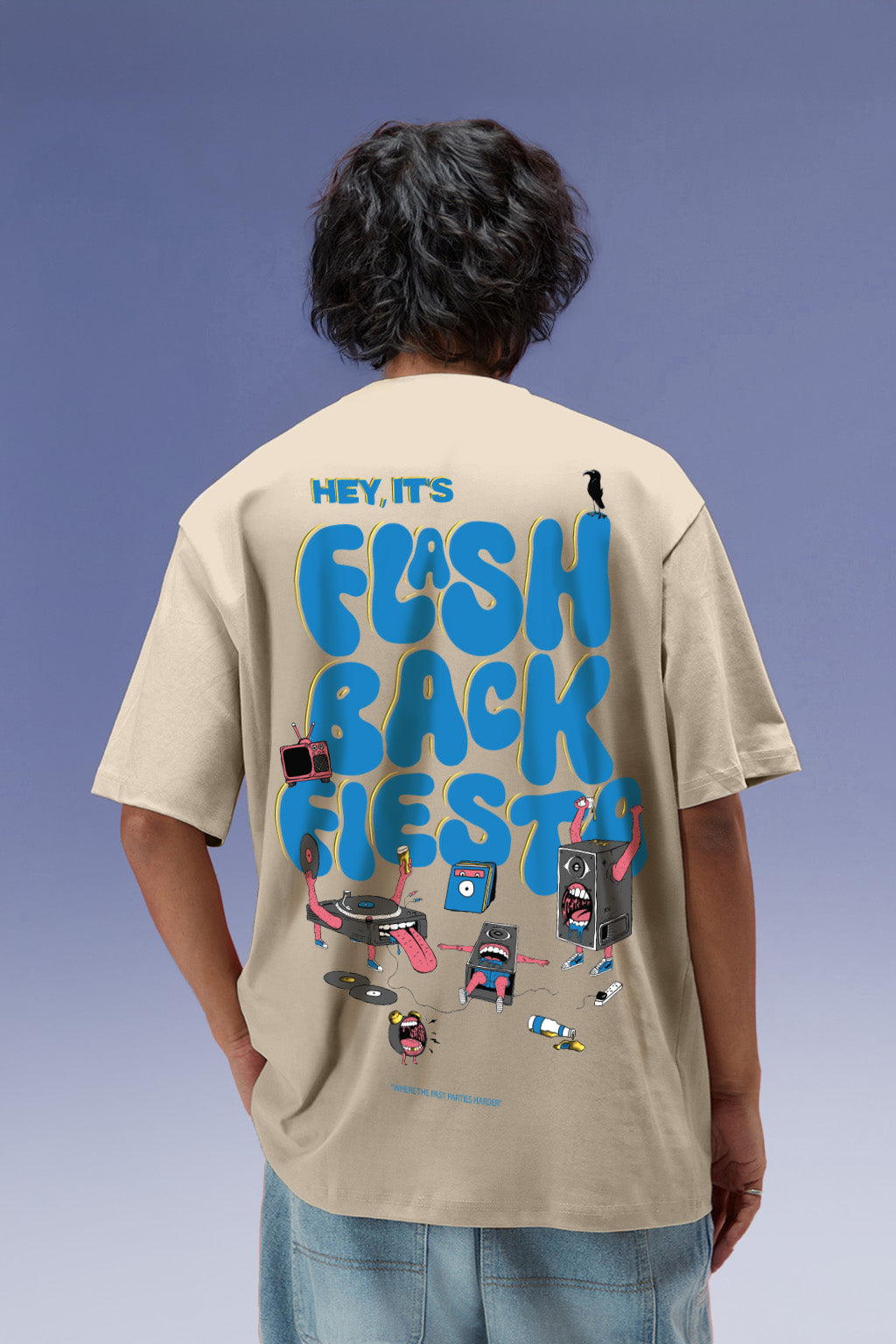 Flash Back Swanwhite Oversized Puff Printed Exclusive T-shirt