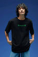 Curiosity Black Oversized Puff Printed Exclusive T-shirt