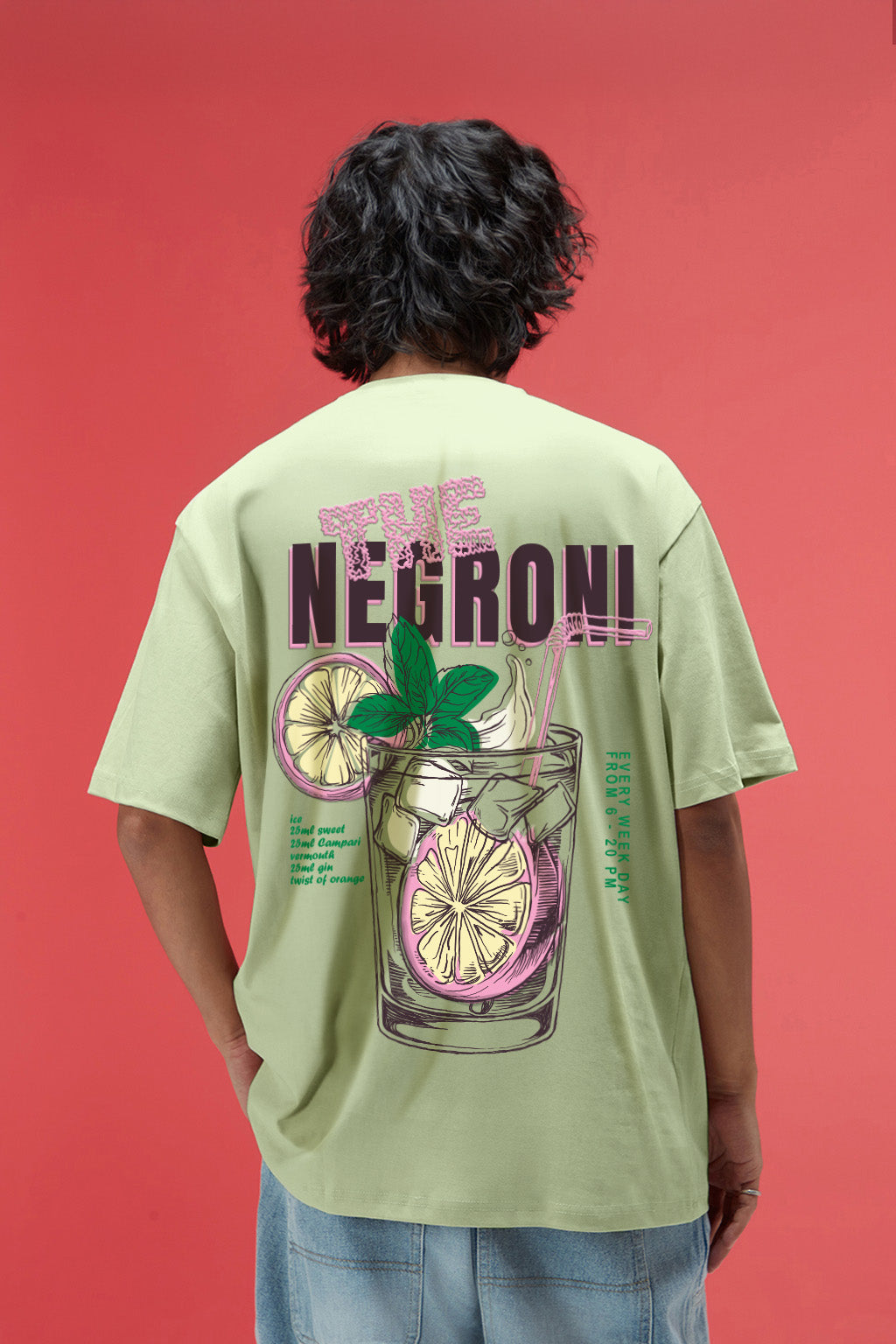 Negroni Lime Green Oversized Puff Printed Exclusive T-shirt