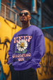 Keep Growing Purple Front Printed Regular Fit Sweatshirt