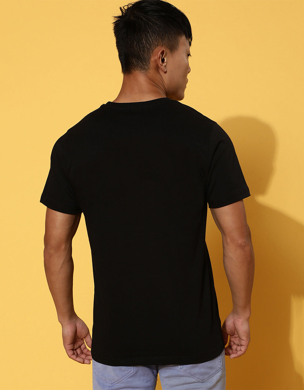 Twist Black Regular Front Typographic Printed Tshirt