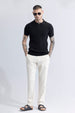 Black Ribbed Flatknit Textured Regular Fit Exclusive Polo T-Shirt