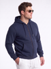 Navy Ribbed Cuff Regular Fit Zip-Up Plus Size Hoodie