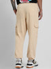 Beige Solid Baggy Fit Cargo Joggers