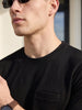 Black Chest Pocket Waffle Textured Regular Fit T-Shirt