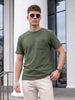 Olive Chest Pocket Waffle Textured Regular Fit T-Shirt