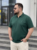 Green Interlock Plain Plus Size Zipper Polo T-shirt