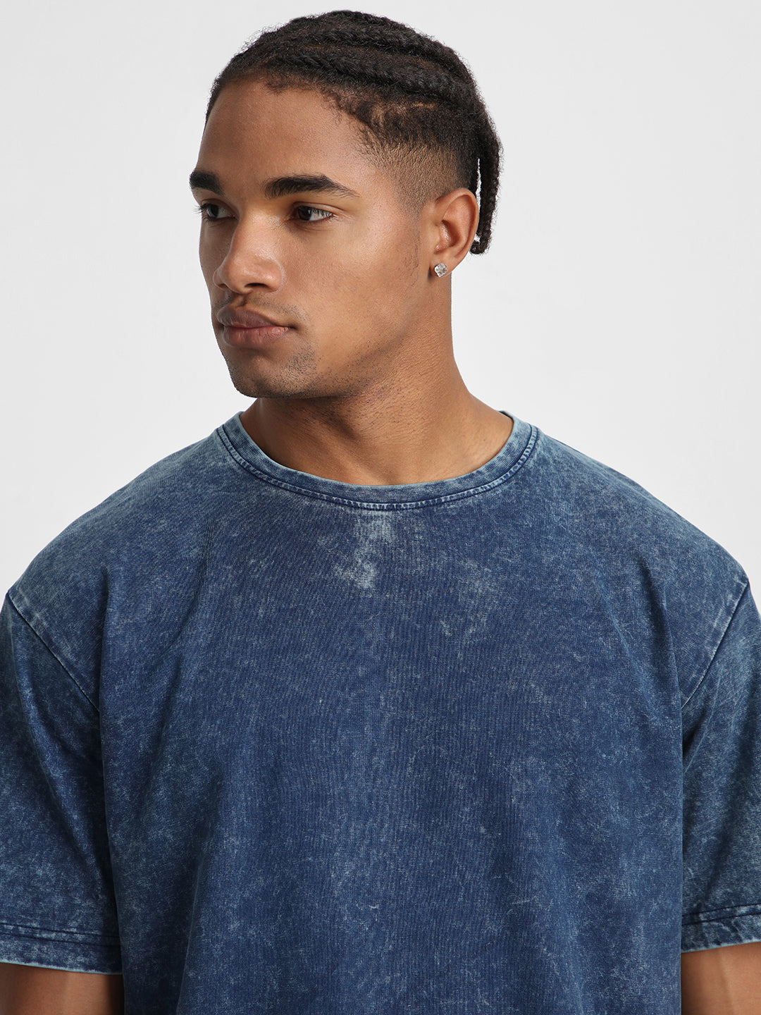 Navy Plain Oversized Acid Washed Exclusive T-shirt