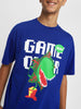 Game Over Royal Blue Oversized Graphic Front Printed Boys T-shirt