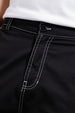 Black Pure Woven Straight Fit 5 Pocket Cargo