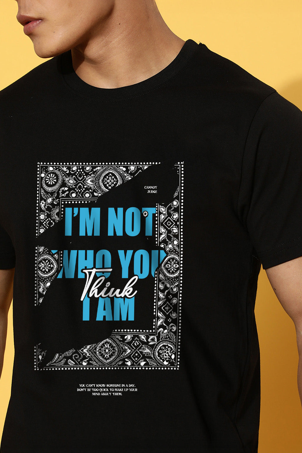 Who You Think Black Regular Fit Printed T-shirt