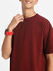 Maroon Solid Oversized Boys T-shirt