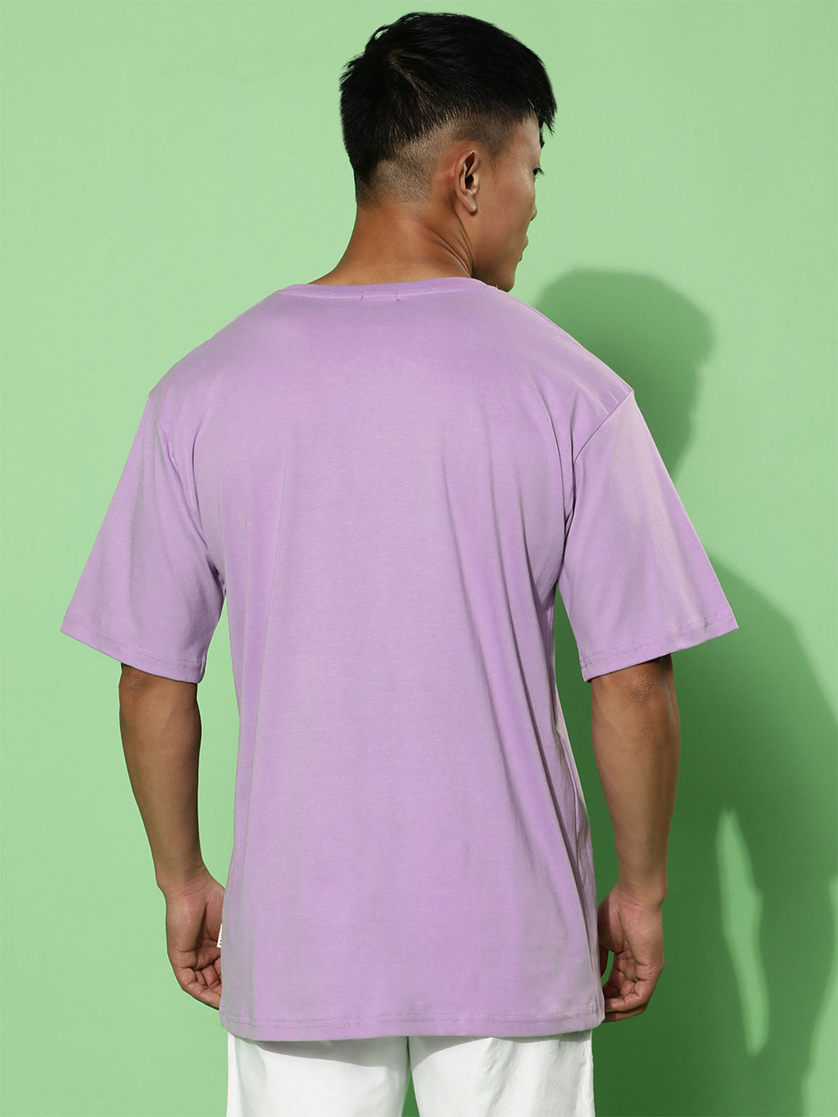 Sarcastar Lilac Oversized Pocket Graphic Printed Tshirt