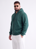 Green Ribbed Cuff Regular Fit Zip-Up Plus Size Hoodie