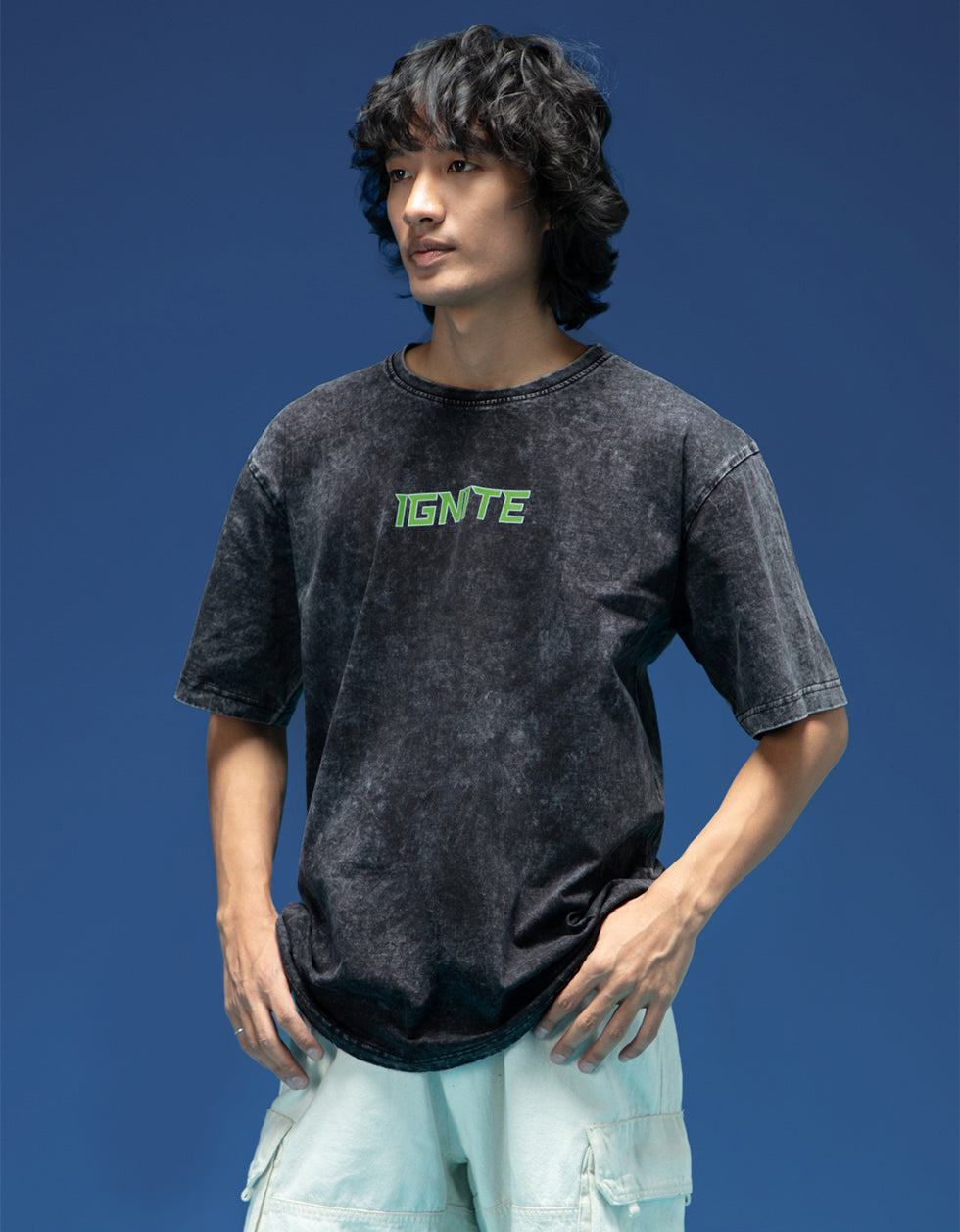 IGNITE Oversized Acid Washed Graphic Back Printed Exclusive T-shirt