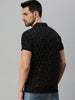Black Printed Regular Fit Polo T-shirt