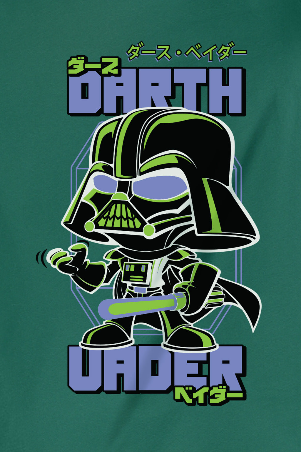 Darth Under Star Wars Green Oversized Back Graphic Printed Tshirt