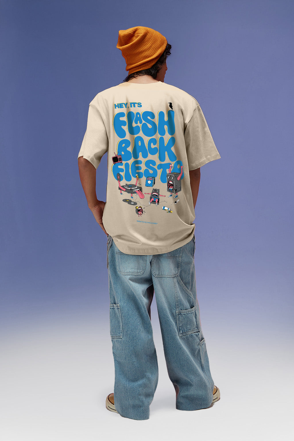 Flash Back Swanwhite Oversized Puff Printed Exclusive T-shirt