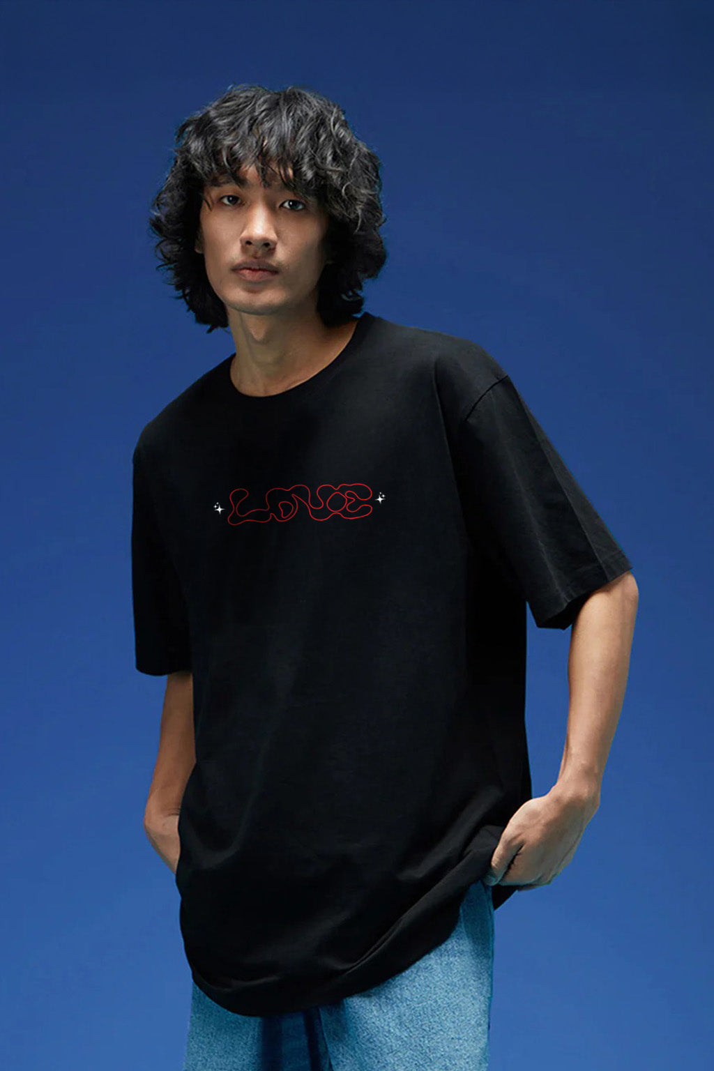 Strenght Black Oversized Puff Printed Exclusive T-shirt