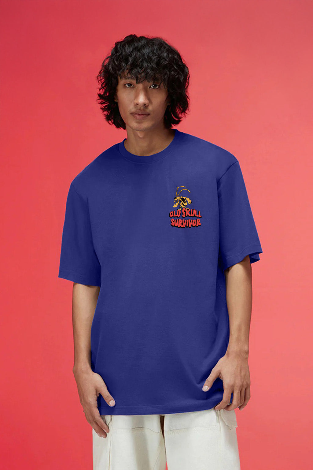 It's Alive Royal Blue Oversized Puff Printed Exclusive T-shirt