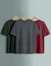 Pack of 3 Plain Oversized T-shirts: Maroon & Olive & Anthra