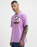 POKER Lilac Oversized Front Graphic Printed T-shirt