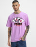 POKER Lilac Oversized Front Graphic Printed T-shirt