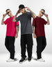 Pack of 3 Plain Oversized T-shirts: Maroon & Anthra & Vivamagenta