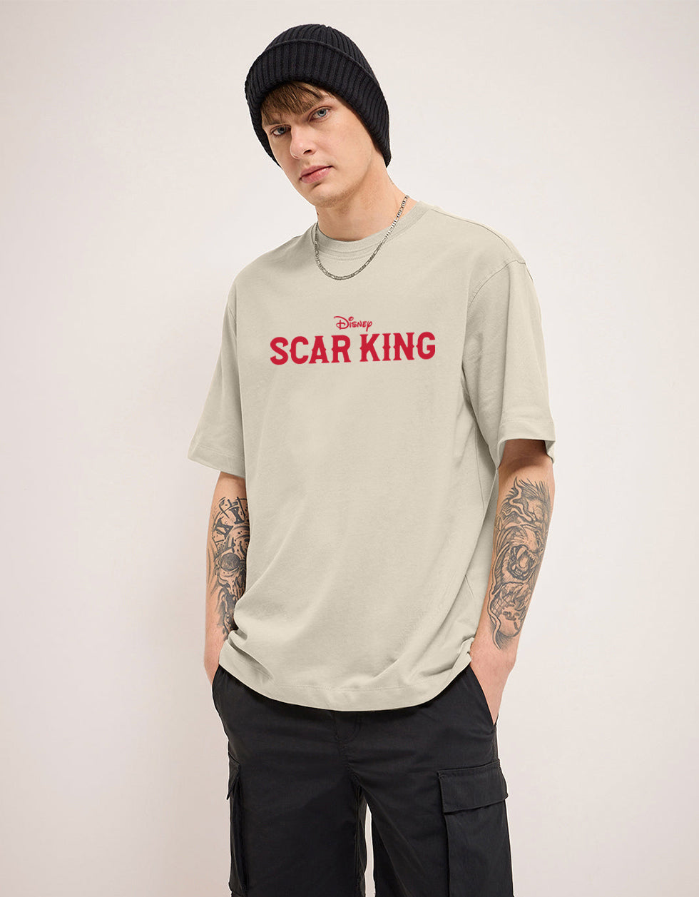 Disney Scar King Swanwhite Oversized Back Graphic Printed Tshirt