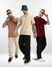 Pack of 3 Plain Oversized T-shirts: Maroon & Cork & Swanwhite