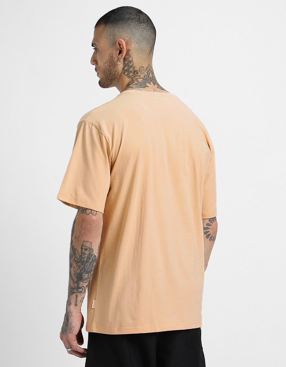 POKER Beige Oversized Front Graphic Printed Tshirt