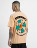 BEERDO  Beige Oversized Back Typographic Printed Tshirt