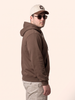 Brown Ribbed Cuff Regular Fit Zip-Up Plus Size Hoodie