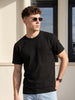 Black Chest Pocket Waffle Textured Regular Fit T-Shirt