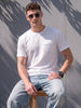 White Chest Pocket Waffle Textured Regular Fit T-Shirt