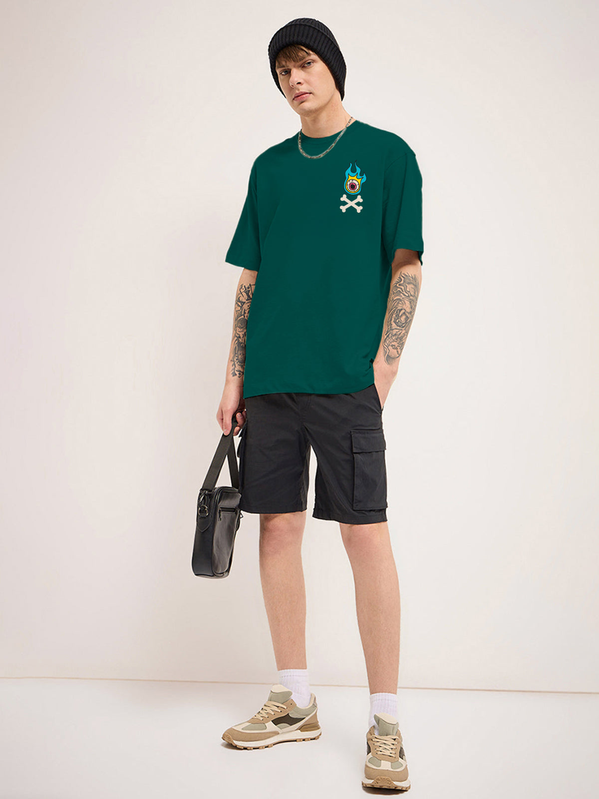 Have Fun Green Oversized Back Graphic Printed Tshirt