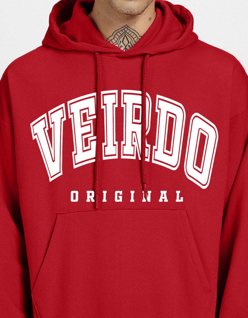 Veirdo Original Red Front Graphic Oversized Printed Hoodie