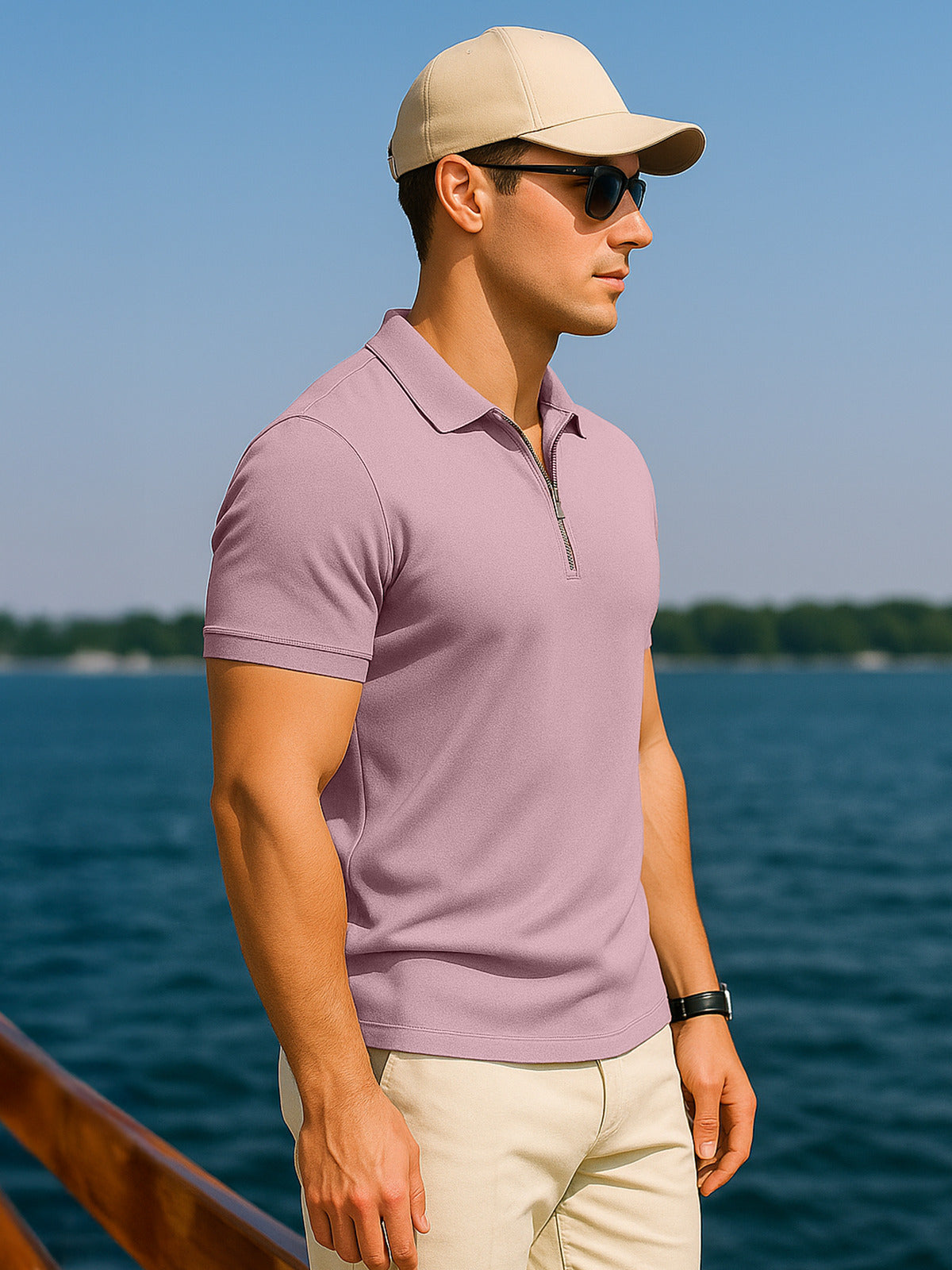 Zephyr Pique Plain Regular Fit Zipper Polo T-shirt