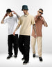 Pack of 3 Plain Oversized T-shirts: White, Swan White, Cork