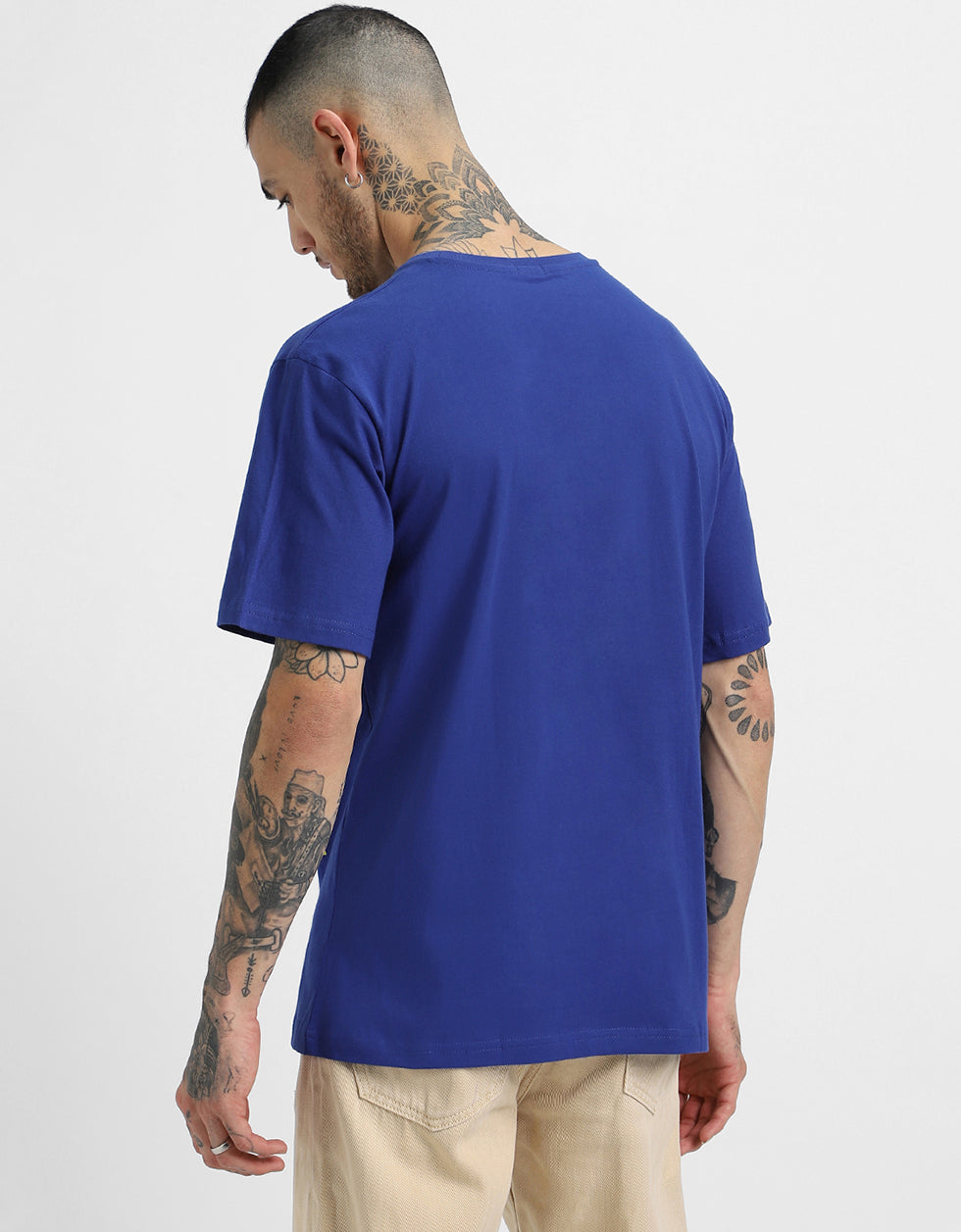 Mind-Open Blue Oversized Graphic Front Printed Tshirt