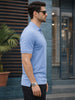 Blue Pique Plain Regular Fit Zipper Polo T-shirt