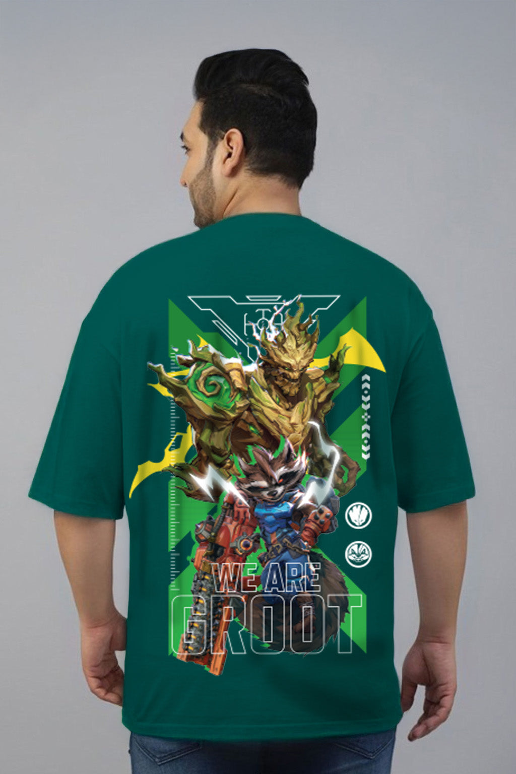 Groot Green Graphic Printed Plus Size T-shirt
