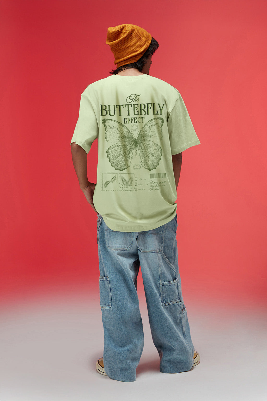Butterfly Lime Green Oversized Puff Printed Exclusive T-shirt
