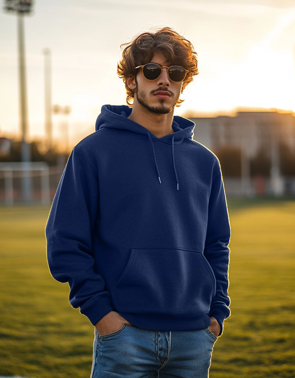 Navy Plain Regular Hoodie