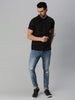 Black Printed Regular Fit Polo T-shirt