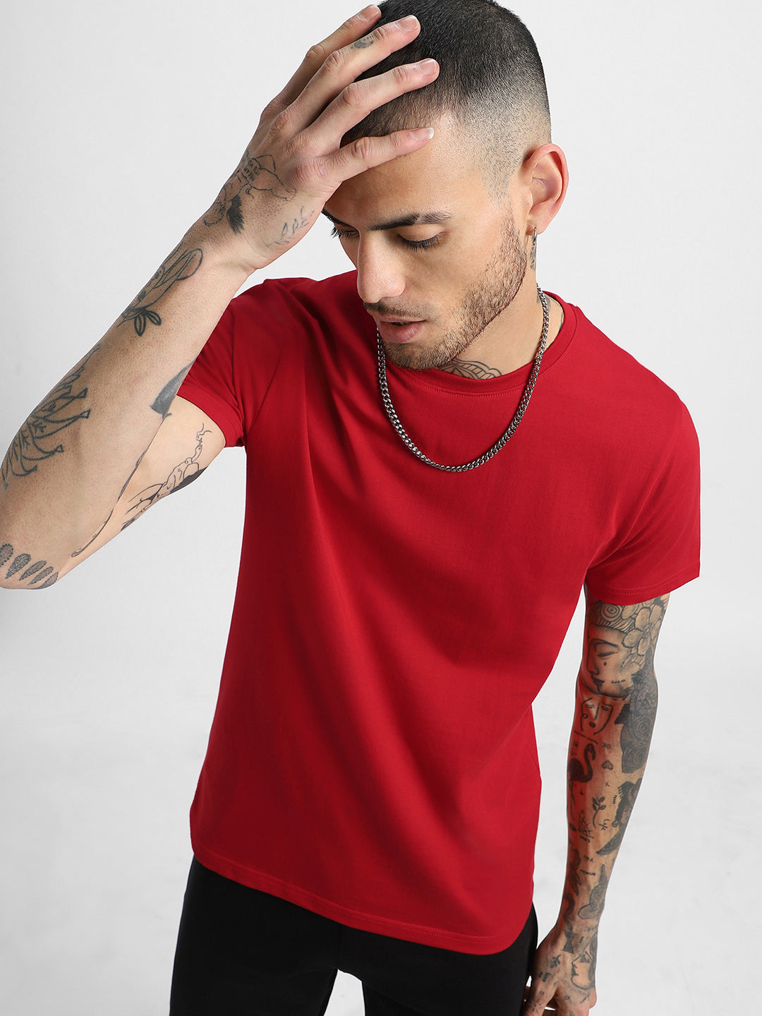 Red Solid Men's Tshirt