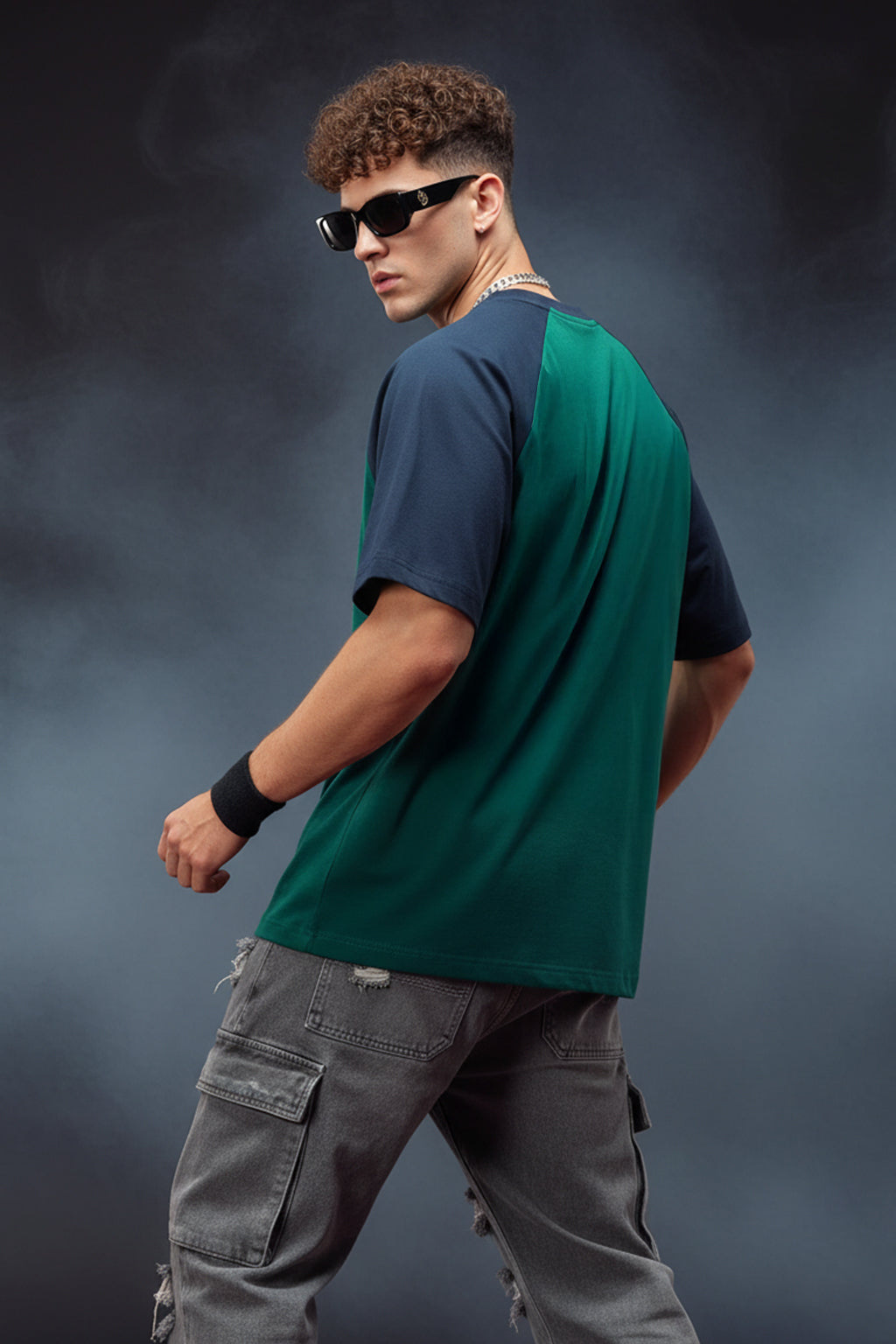 Veirdo Original Green Raglan Typography Printed T-shirt